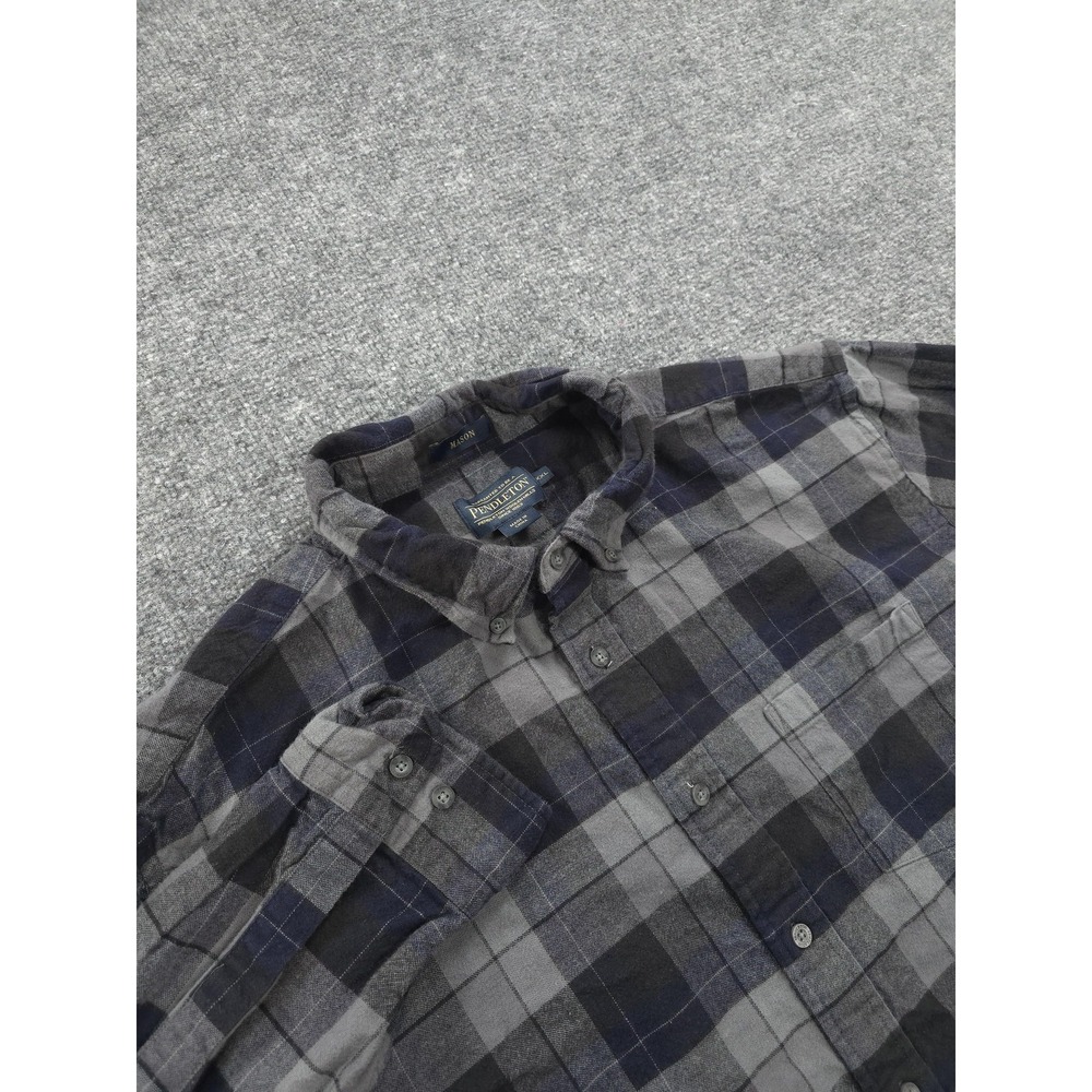 Pendleton‎ Shirt Mens 2XL Gray Plaid Mason Flannel Button Up Casual Outdoors